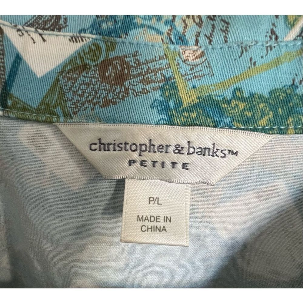 Christopher & Banks Postal Patterned Button Up St… - image 2